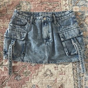 Denim Mini Skirt with Pockets
